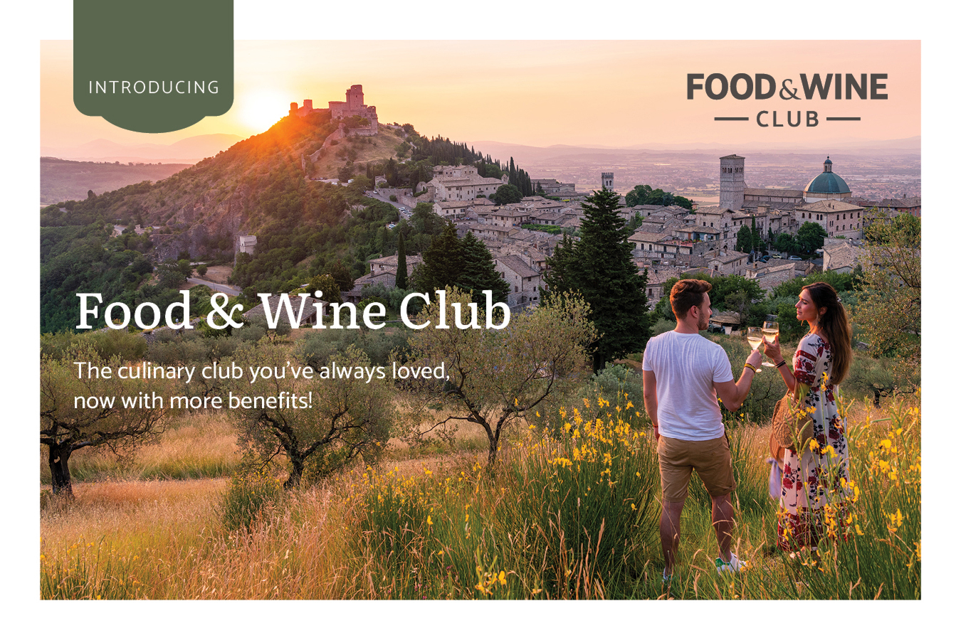Food & Wine Club postcard — brand introduction