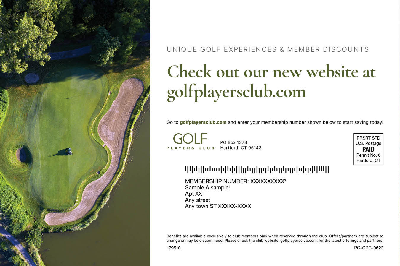 Golf Players Club postcard — address panel
