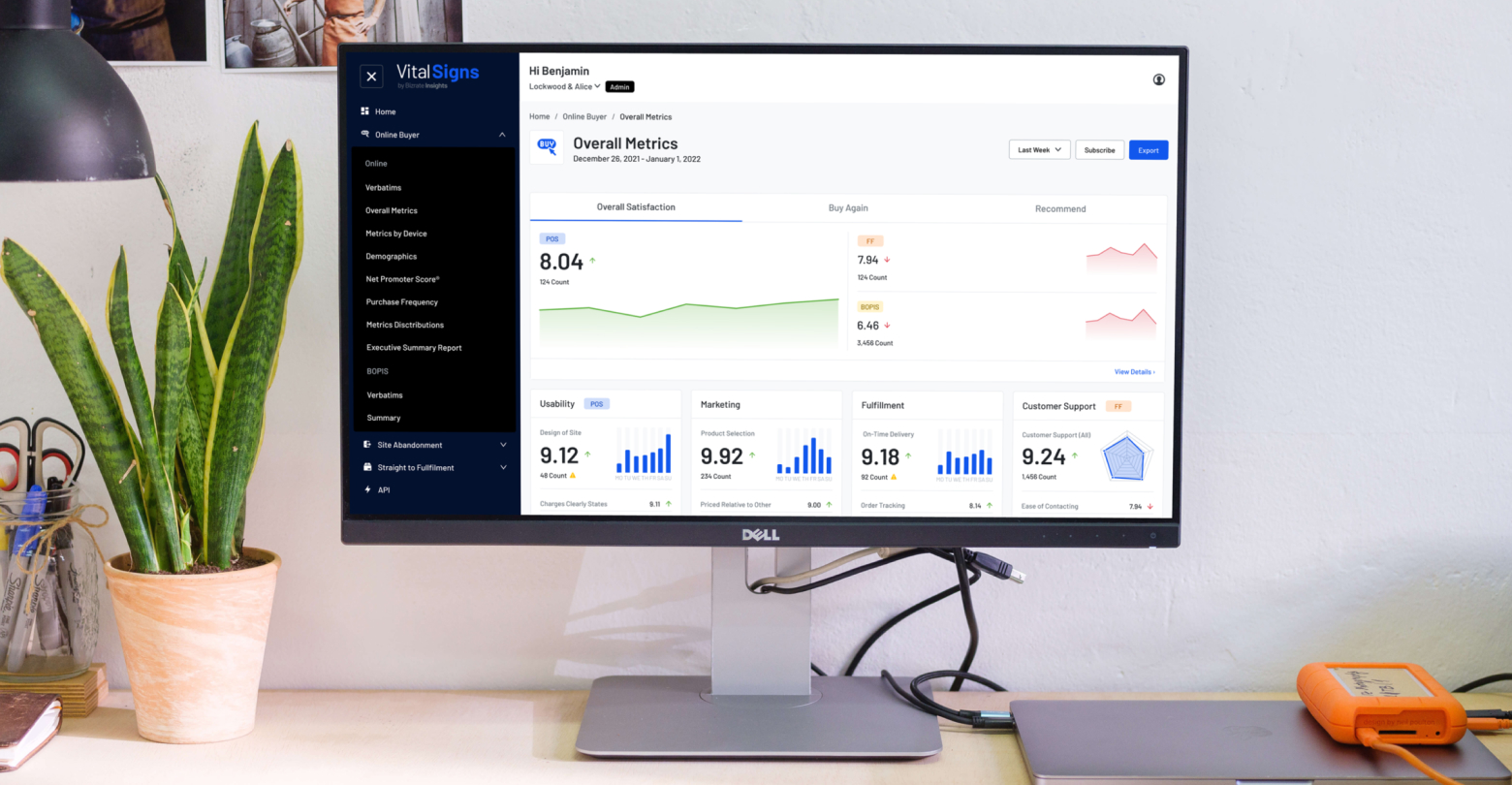 VitalSigns Overall Metrics dashboard on desktop