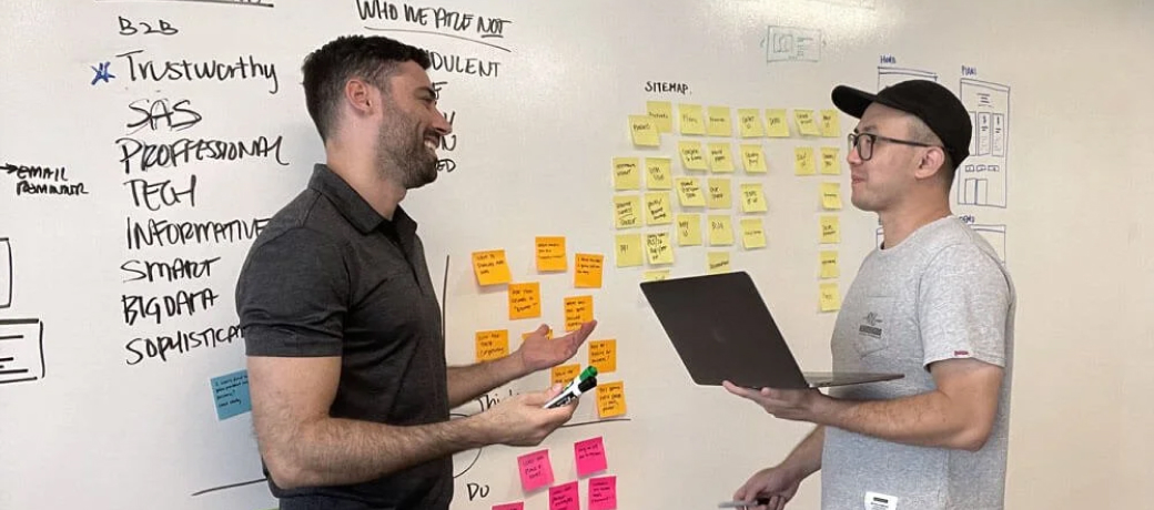 UX design session at the whiteboard